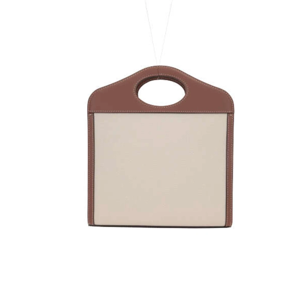Burberry Canvas Handtas met Bruin Leren Afwerking en Horseferry Print Brown Dames