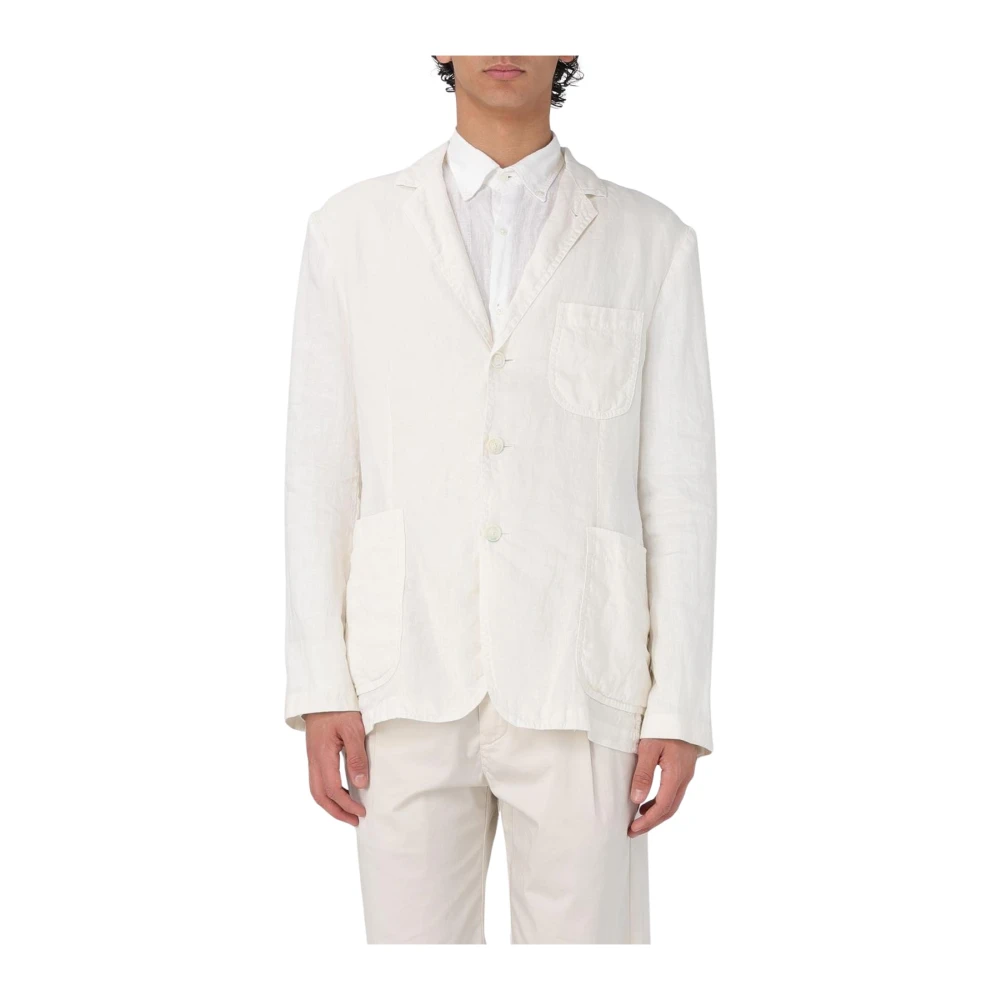 Aspesi Men's White Blazers, M, Linen Blazer Classic Fit