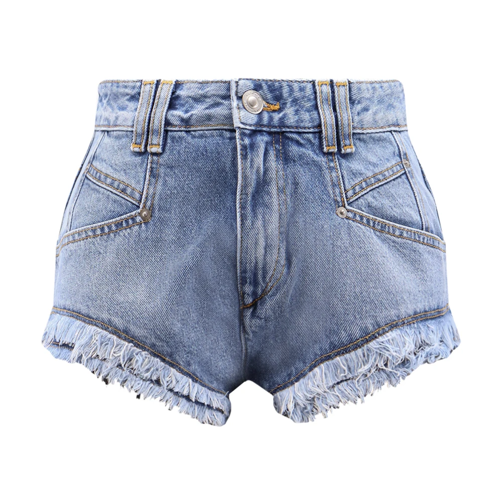 Isabel Marant Women's Blue Denim Shorts, 2XS, Eneidala Denim Shorts