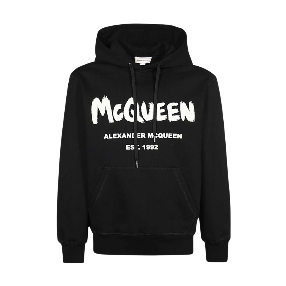 Alexander mcqueen Maxi Print Katoenen Hoodie Black Heren