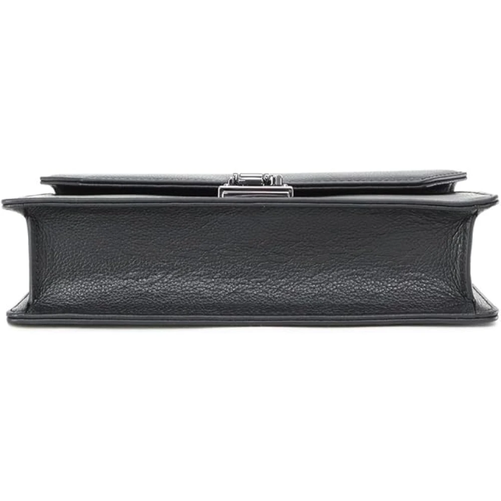 Emporio Armani Zwarte leren handtas met metalen sluiting Black Heren