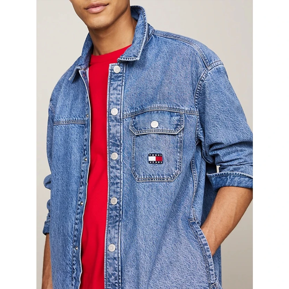 Tommy Jeans Utility Denim Overshirt Blue Heren