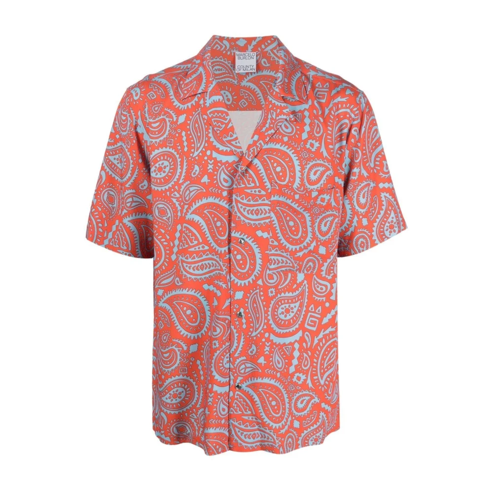 Marcelo Burlon Red Paisley Short Sleeve Shirt - Male - Short Sleeve Shirts - M - Shirts