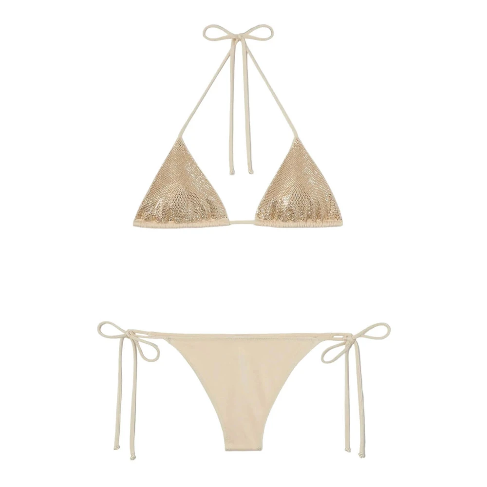 Mc2 Saint Barth Women's Beige Maleah Triangle Bikini - Bikinis - L - Swimwear