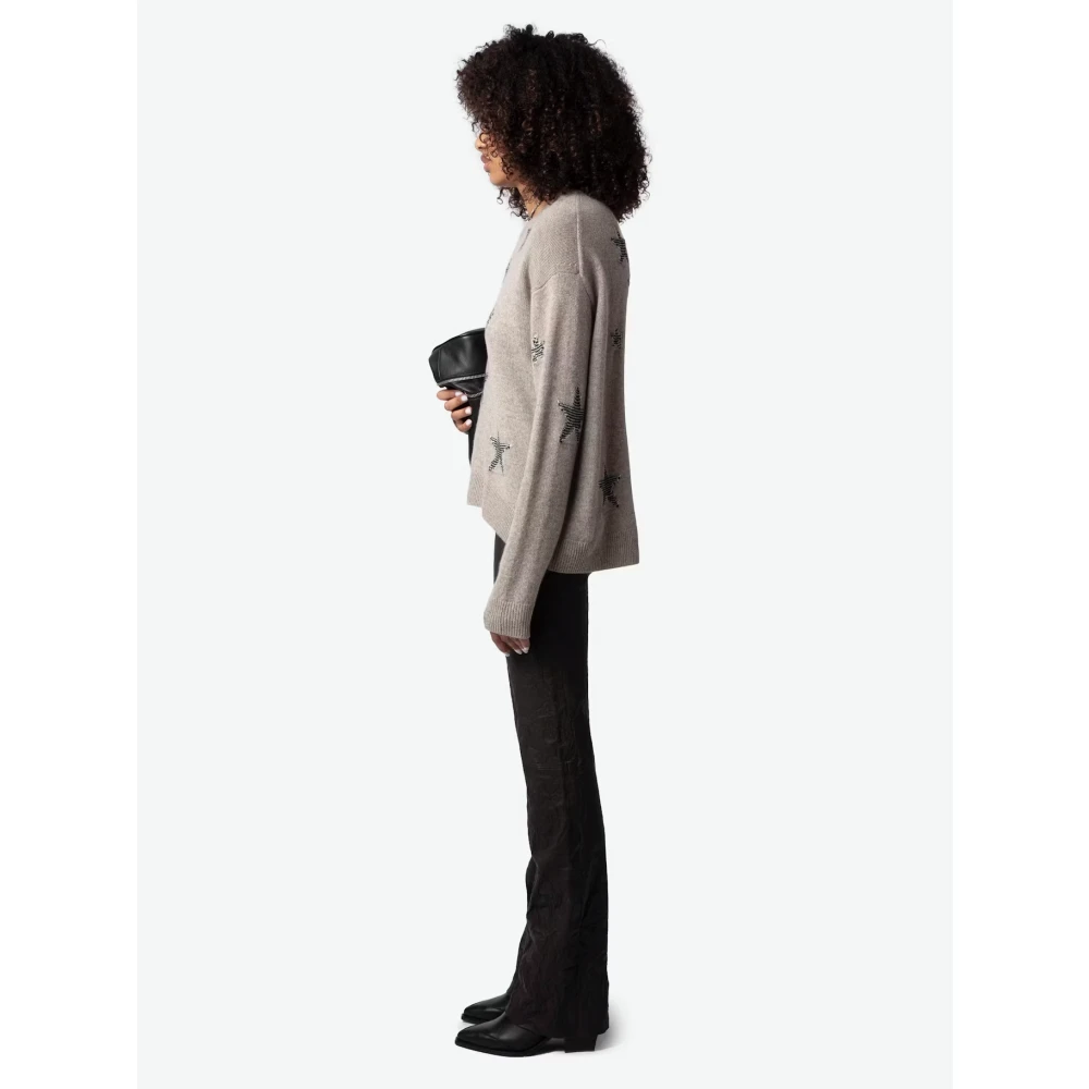Zadig & Voltaire Sterren Tweed Trui Latte Beige Dames
