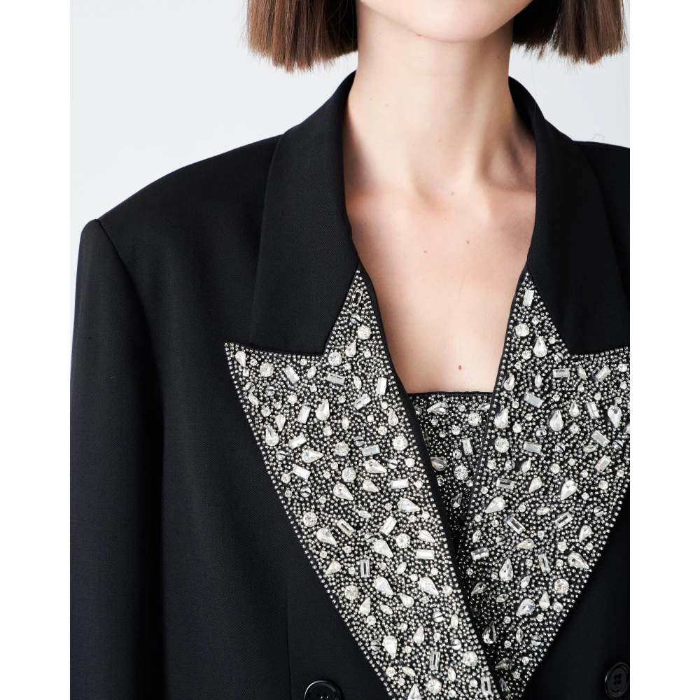 Jucca Kristal Revers Dubbel-Borst Jas Black Dames