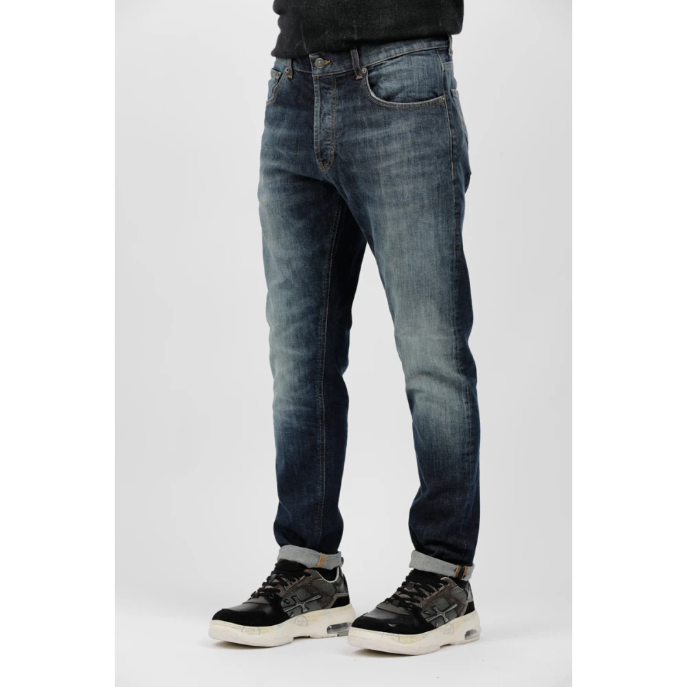 Dondup Donker denim worteljeans stretch Blue Heren