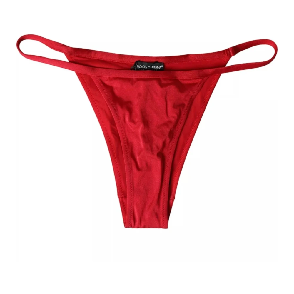 Dolce & Gabbana Rode Nylon Stretch Beachwear Bikini Broek Red Dames