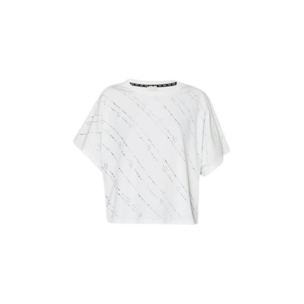 Liu Jo Witte Katoenen T-shirt met Strass White Dames