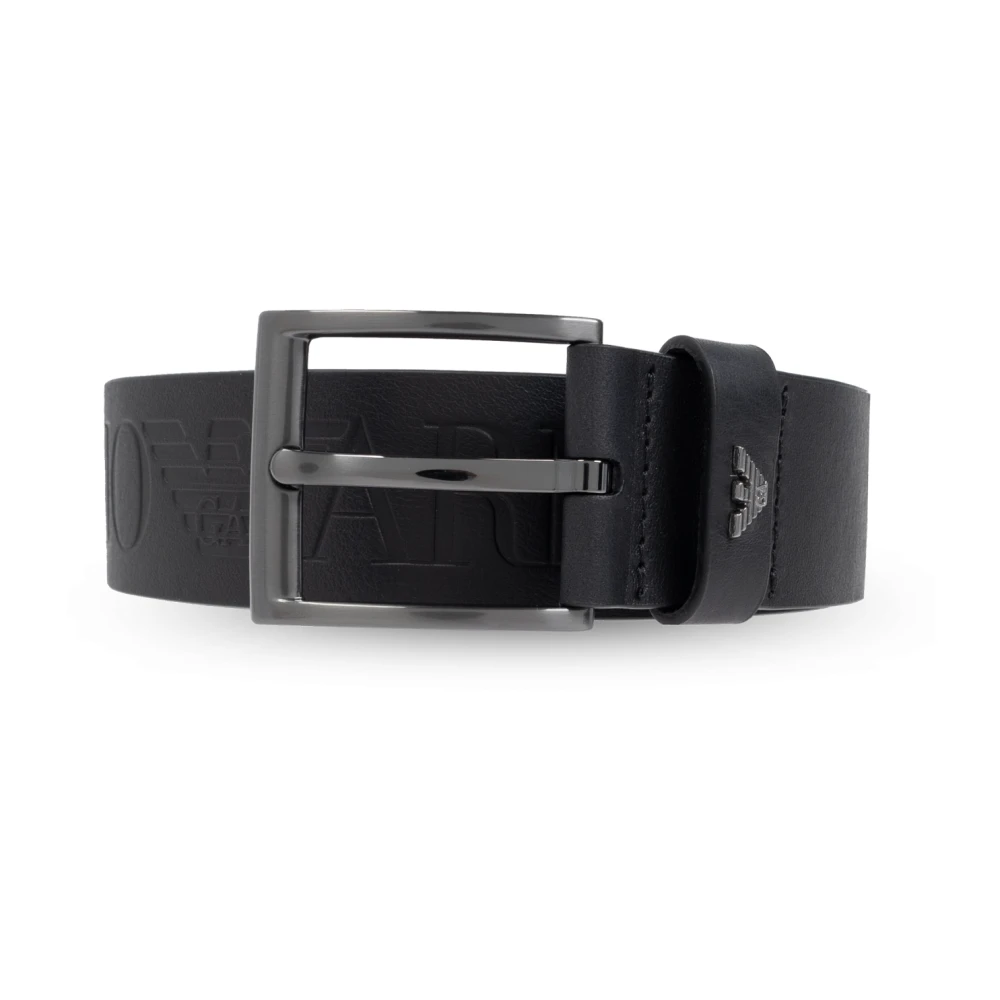 Emporio Armani Leren riem Black Heren