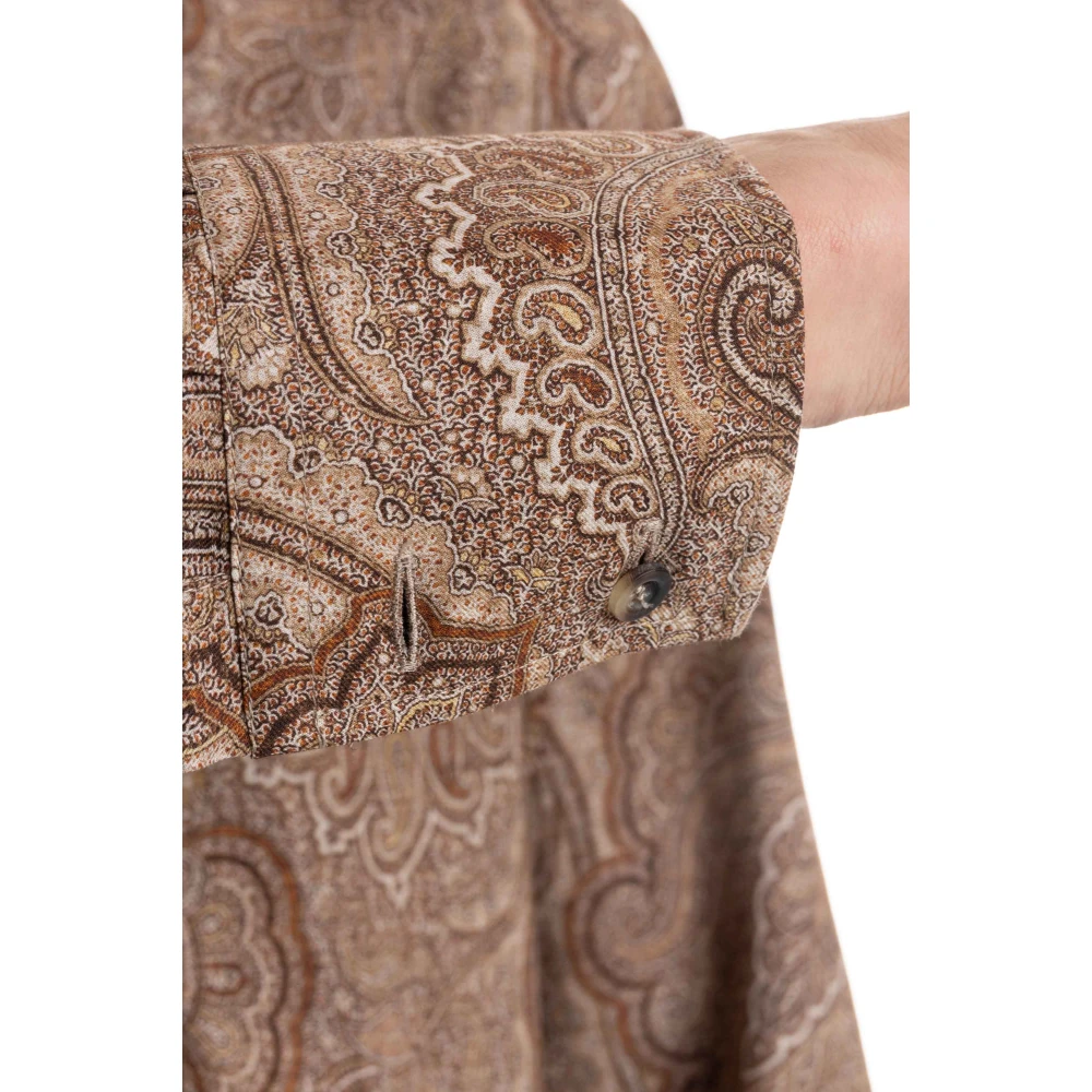 BRUNELLO CUCINELLI Bruin Paisley Katoenen Overhemden Brown Heren