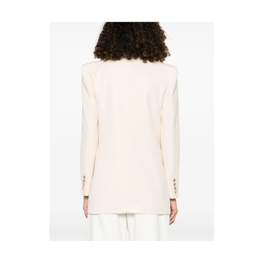 Elisabetta Franchi Beige Double-Breasted Jas met Klepzakken Beige Dames