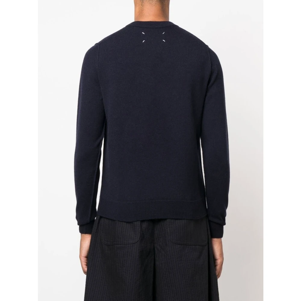 Maison Margiela Blauwe Cashmere Crew-Neck Sweater Blue Heren
