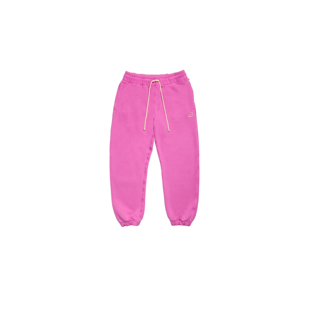Autry Katoenen Jersey Sweatpants met Trekkoord Taille Pink Dames