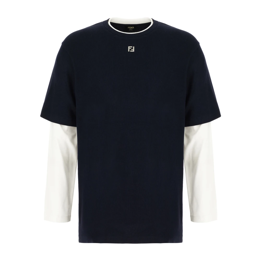Fendi Casual Katoenen T-Shirt voor Mannen Blue Heren