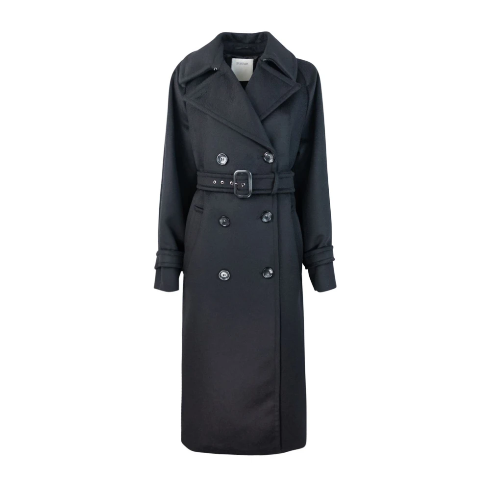 SPORTMAX Zwarte Wol Double-Breasted Jas Black Dames