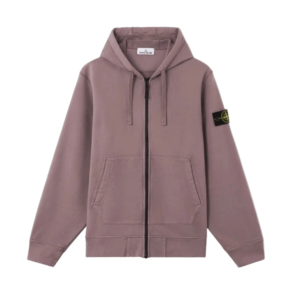 Stone Island Purple Cotton Fleece Hoodie Jumper - Male - Zip-Throughs - 2XL - Sweatshirts & Hoodies