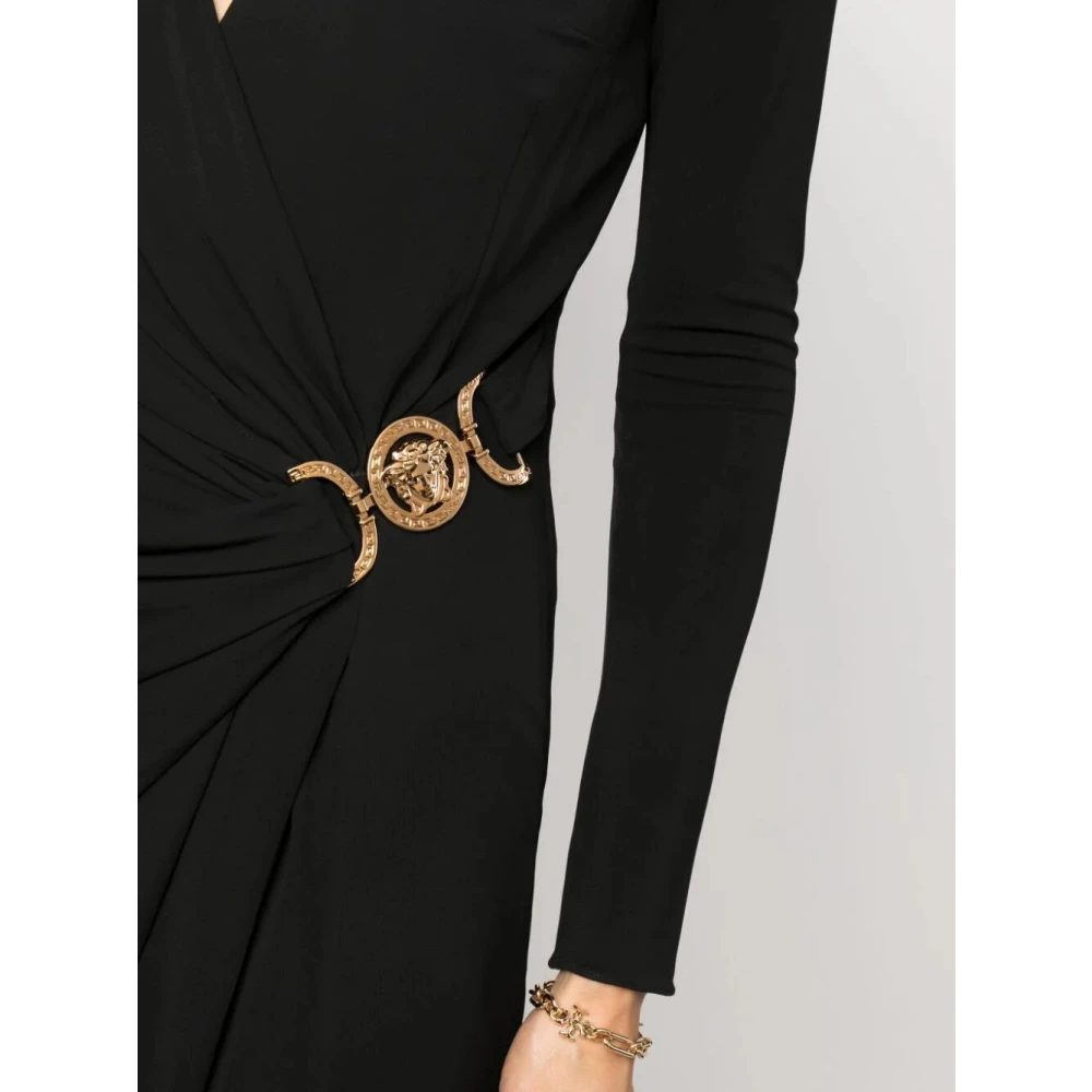 Versace Zwarte Midi Jurk Black Dames