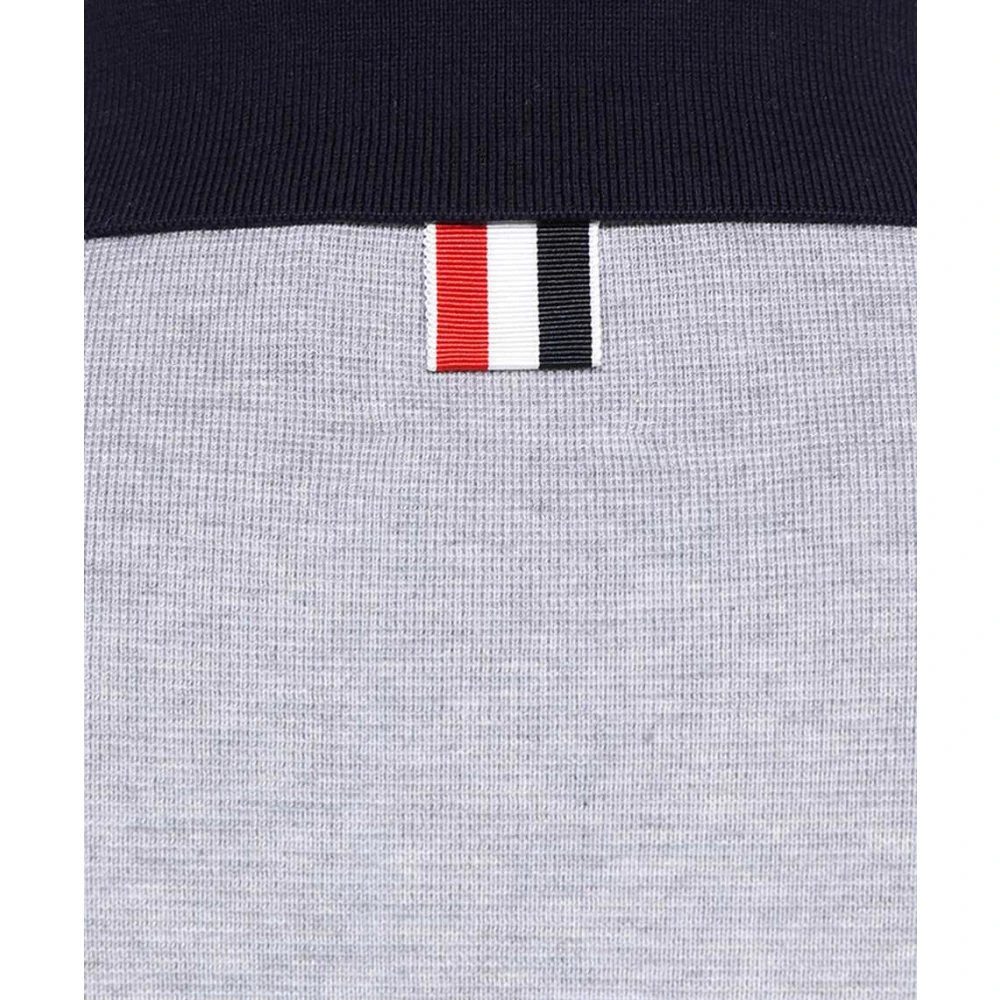 Thom Browne Katoenen poloshirt met driekleurig detail Gray Heren