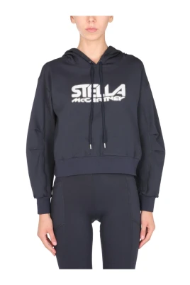 Logo Print Cropped Hoodie