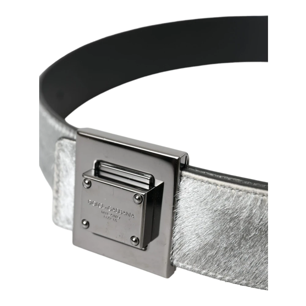 Dolce & Gabbana Zilveren Leren Riem met Metalen Gesp Gray Dames