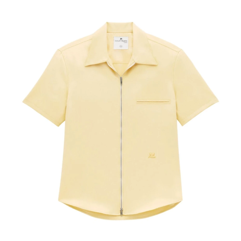 Courrèges Korte Mouw Twill Rits Shirt Yellow Heren