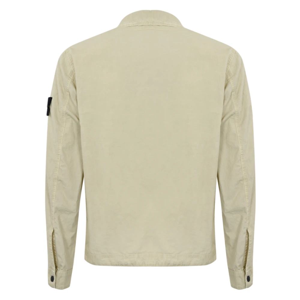 Stone Island Katoenen Overshirt Lange Mouw Jas Beige Heren