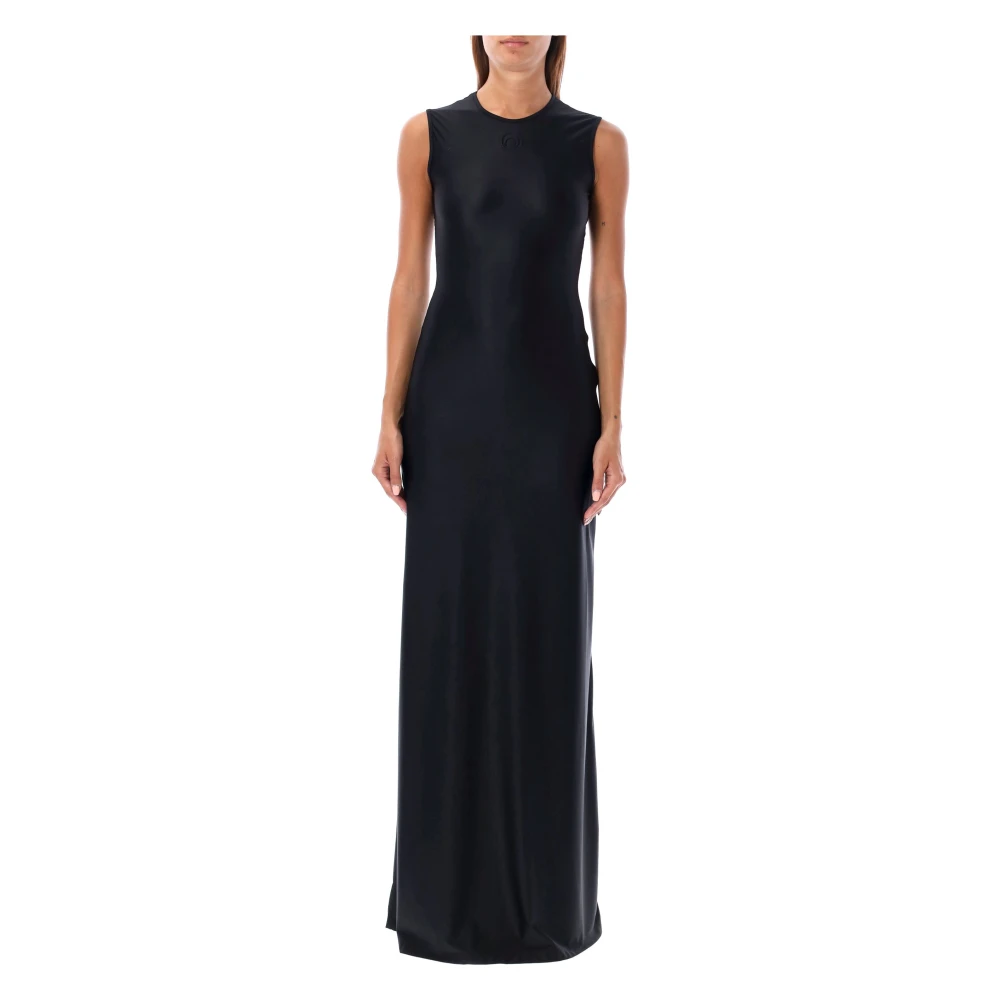Marine Serre Zwarte Gedrapeerde Tankjurk Aw24 Black Dames