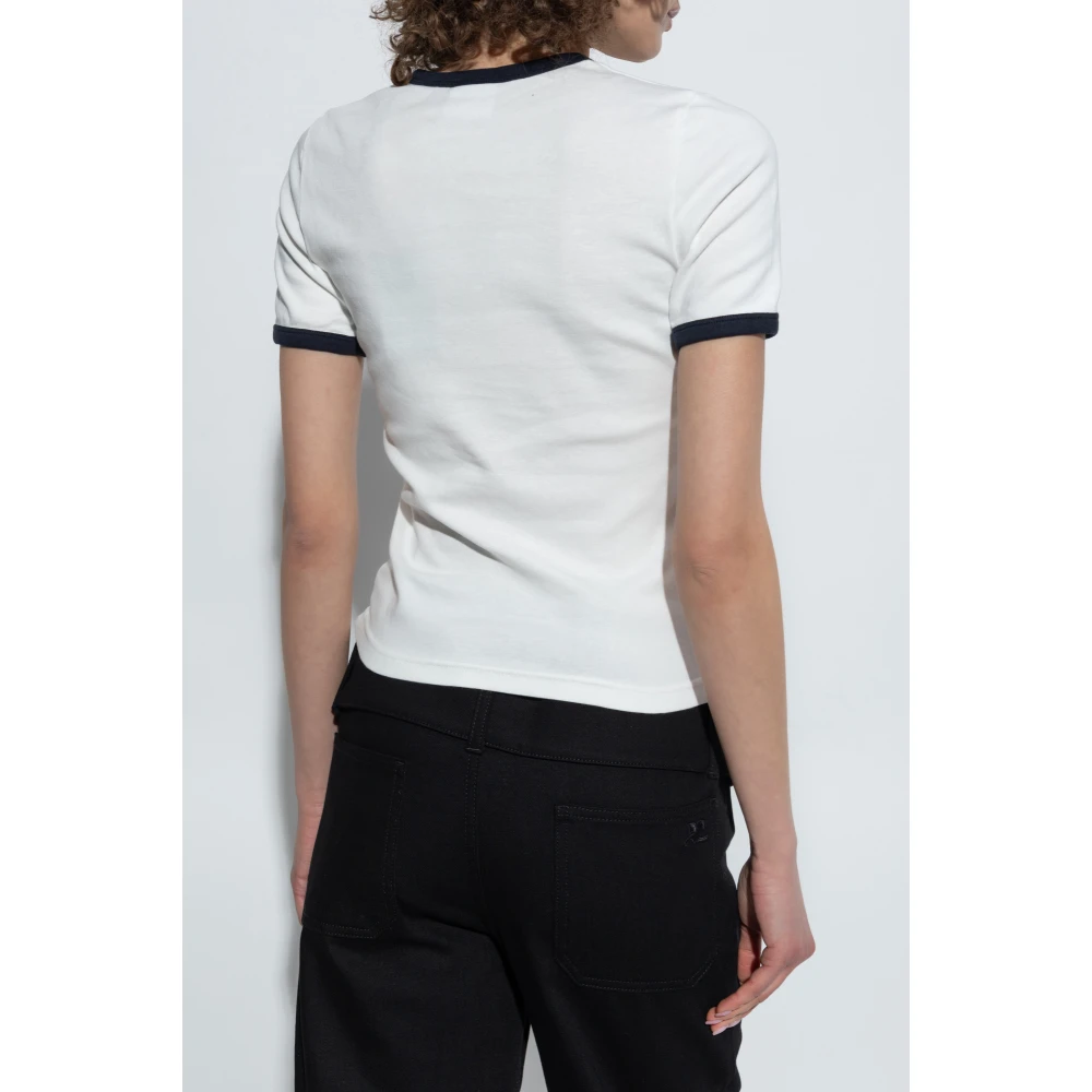 Courrèges T-shirt met geborduurd logo White Dames