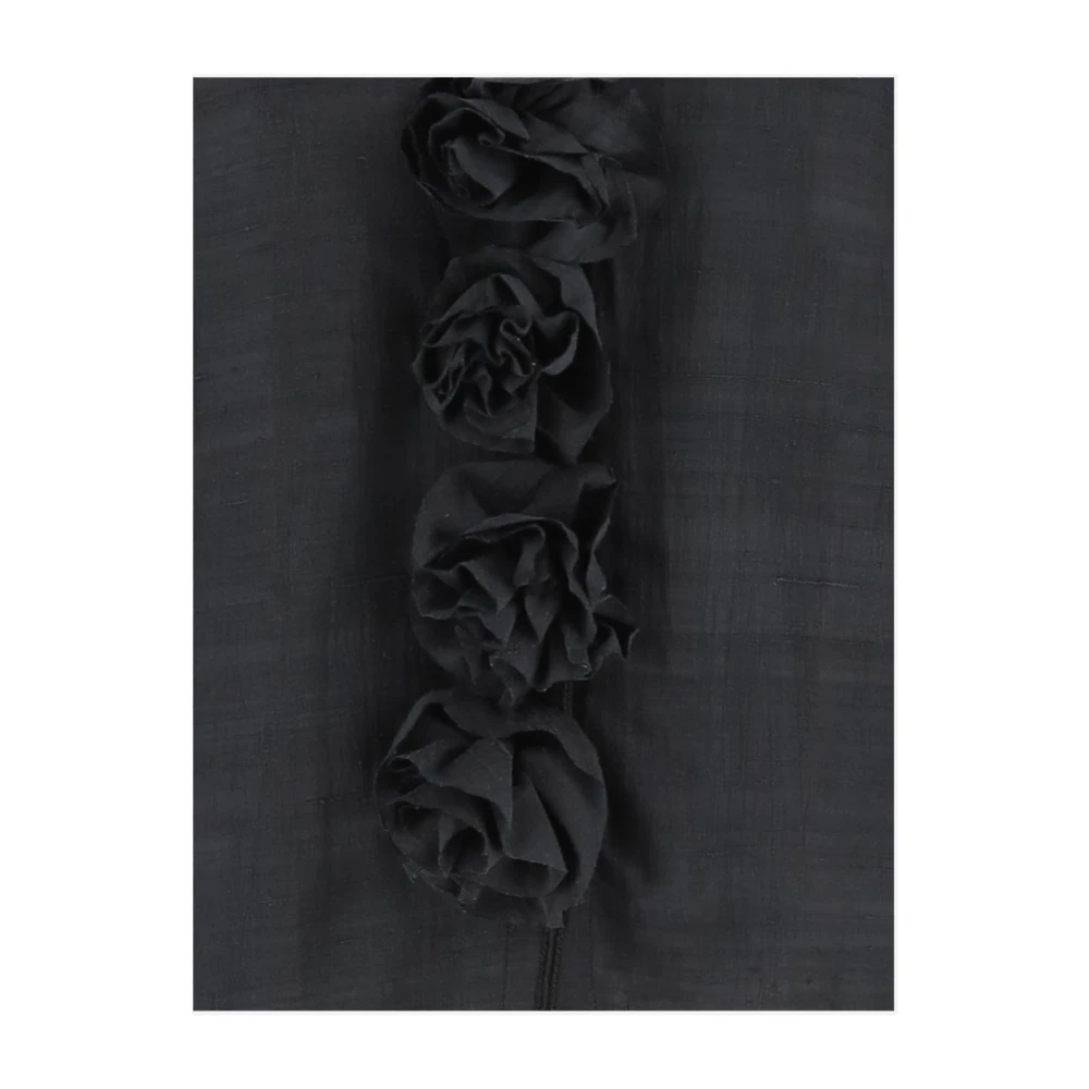 By Malene Birger Zijden V-hals Wijde Mouw Top By Herenne Birger Black Dames