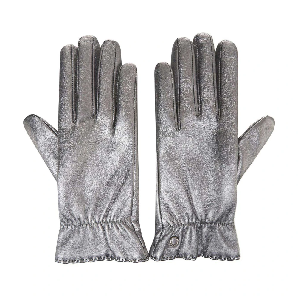 Orciani Zilveren Leren Handschoenen Elegante Stijl Gray Dames