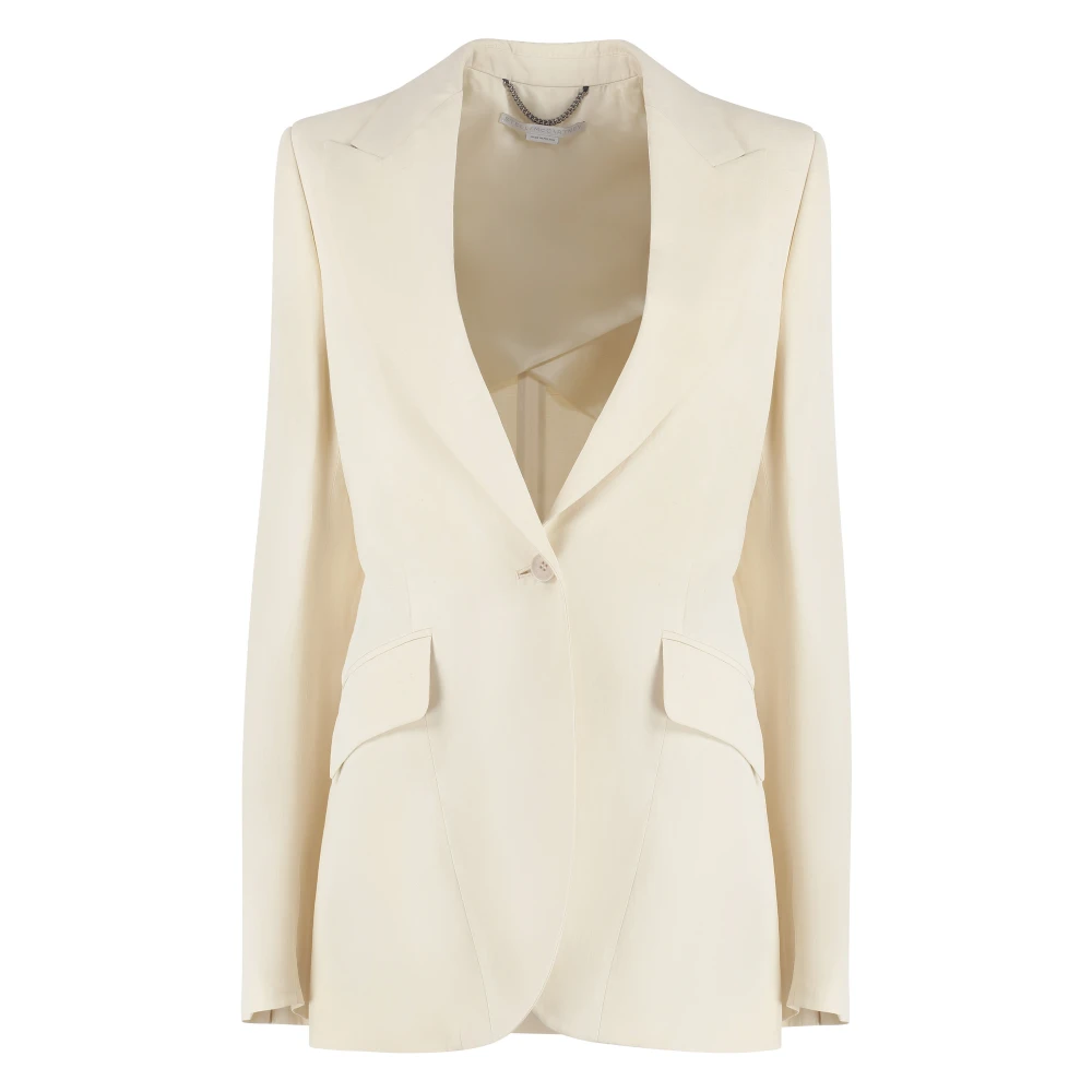 Stella Mccartney Linnen Blazer met Revers Beige Dames
