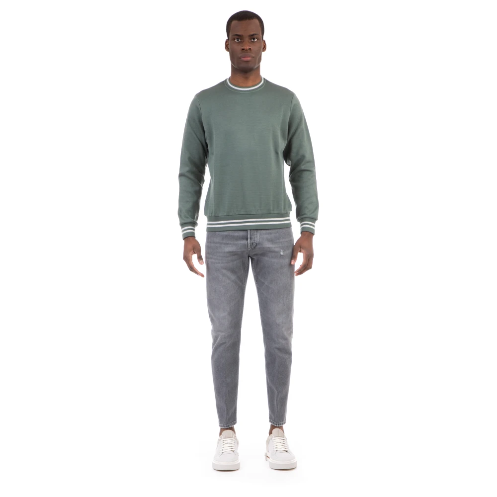 Eleventy Homme Vert - Sweat-Shirt Ras Du Cou Avec Finitions - Sweatshirts Et Sweats À Capuche - Taille: Xl