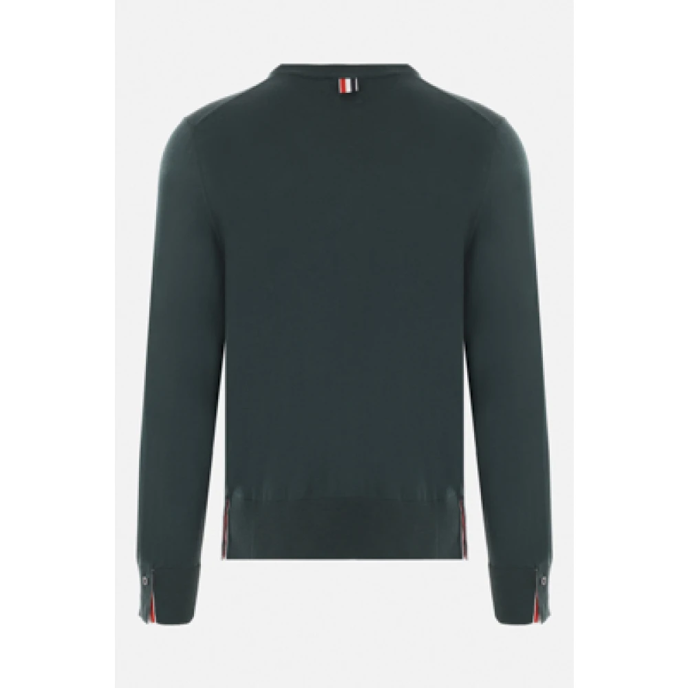 Thom Browne Groene wollen trui met tricolor detail Green Heren