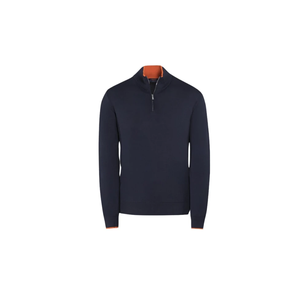 Moorer Men's Blue Turtlenecks, L, Lightweight Knitted Jumper