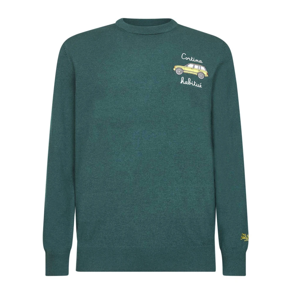 Mc2 Saint Barth Green Round-Neck Knitwear, Male, L, Cortina Car Hab 51