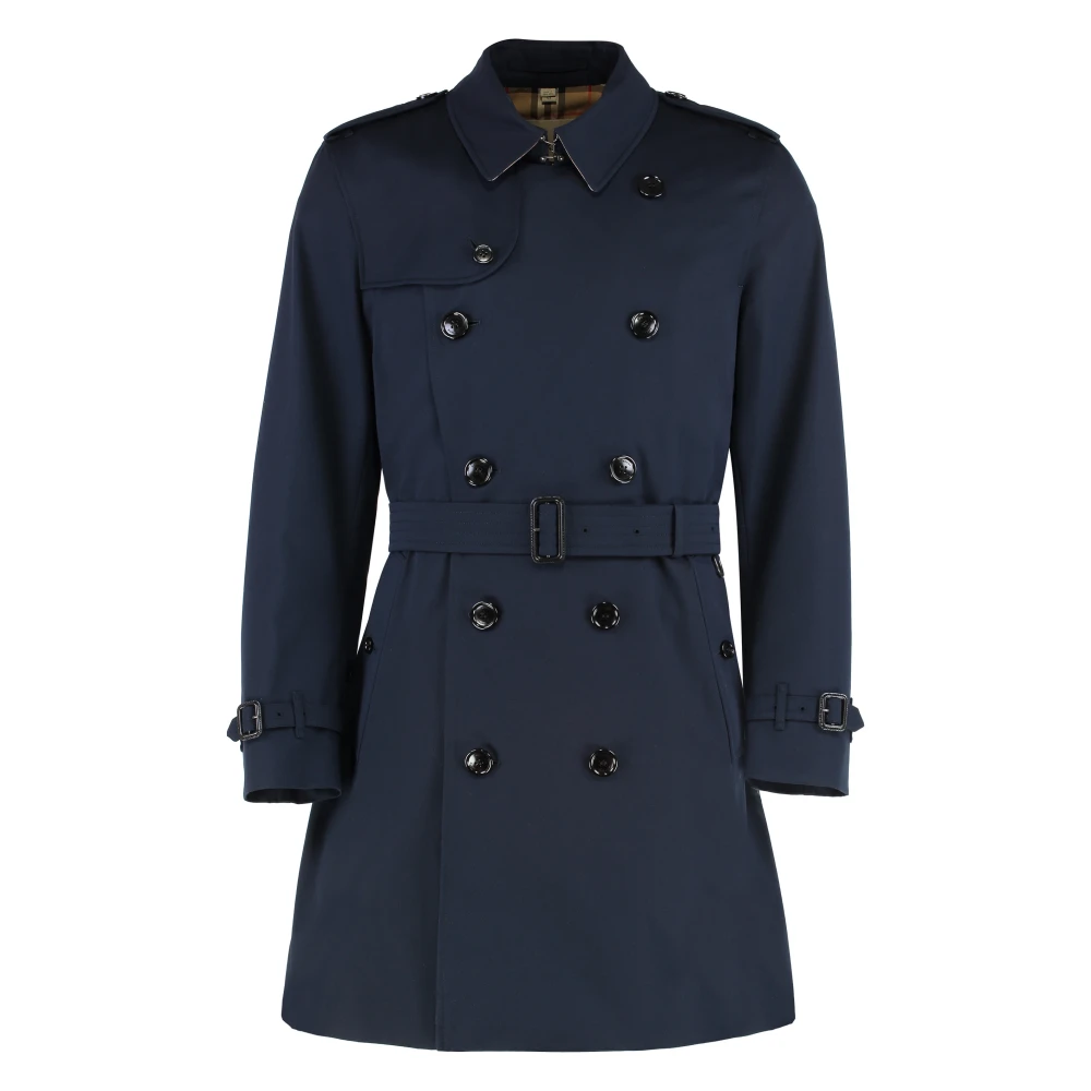 Burberry Men's Blue Cotton Trench Coat