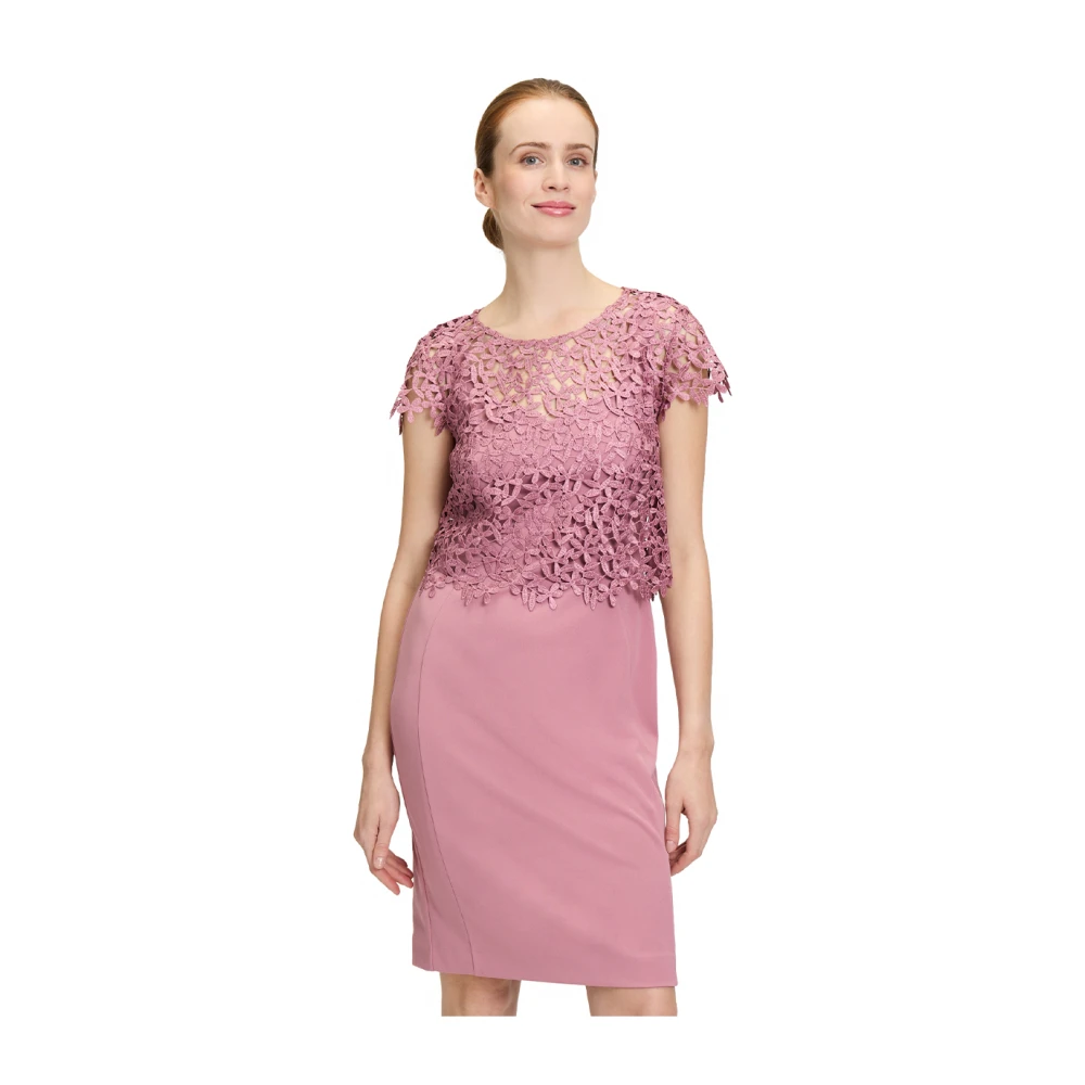 Vera Mont Korte Mouw Jurk Pink Dames