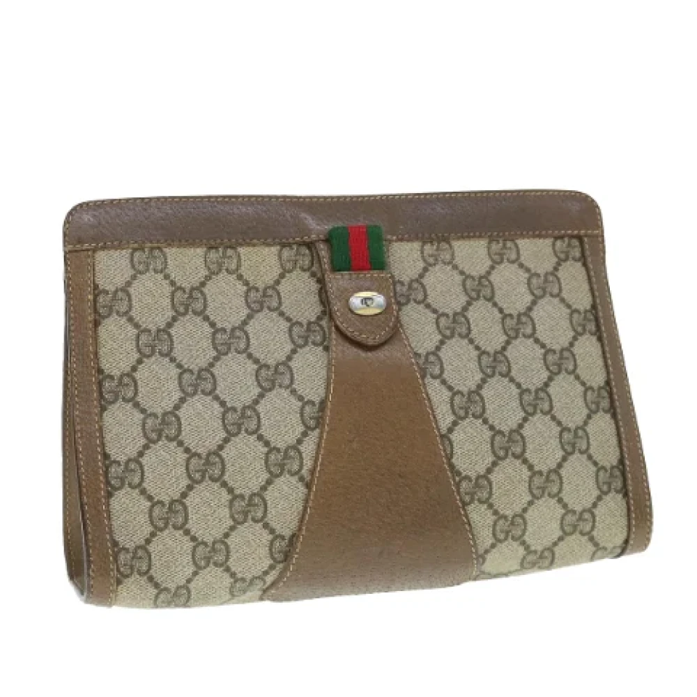 Gucci Vintage Pre-owned Leather clutches Beige Dames