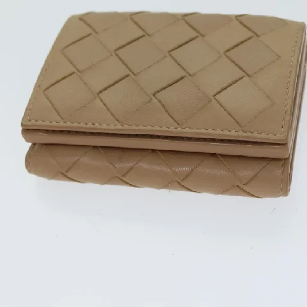 Bottega Veneta Vintage Pre-owned Leather wallets Beige Dames