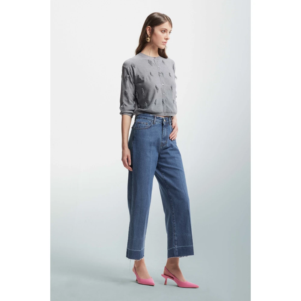 Kocca Fringed Cardigan met Toon-op-Toon Knopen Gray Dames