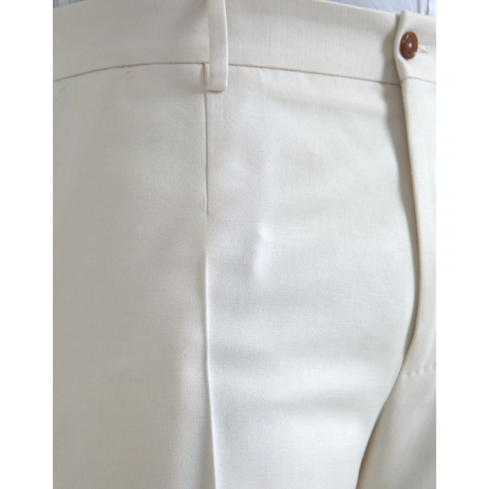 Dolce & Gabbana Off White Wol Wijde Pijp Broek White Heren