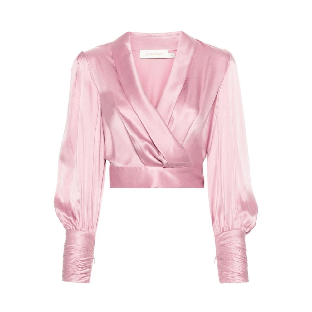 Zimmermann Blush Roze Zijden Wrap Top Pink Dames