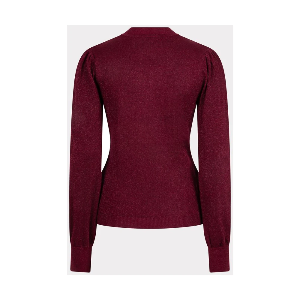 Esqualo Geribbelde V-hals trui met Lurex-detail Red Dames