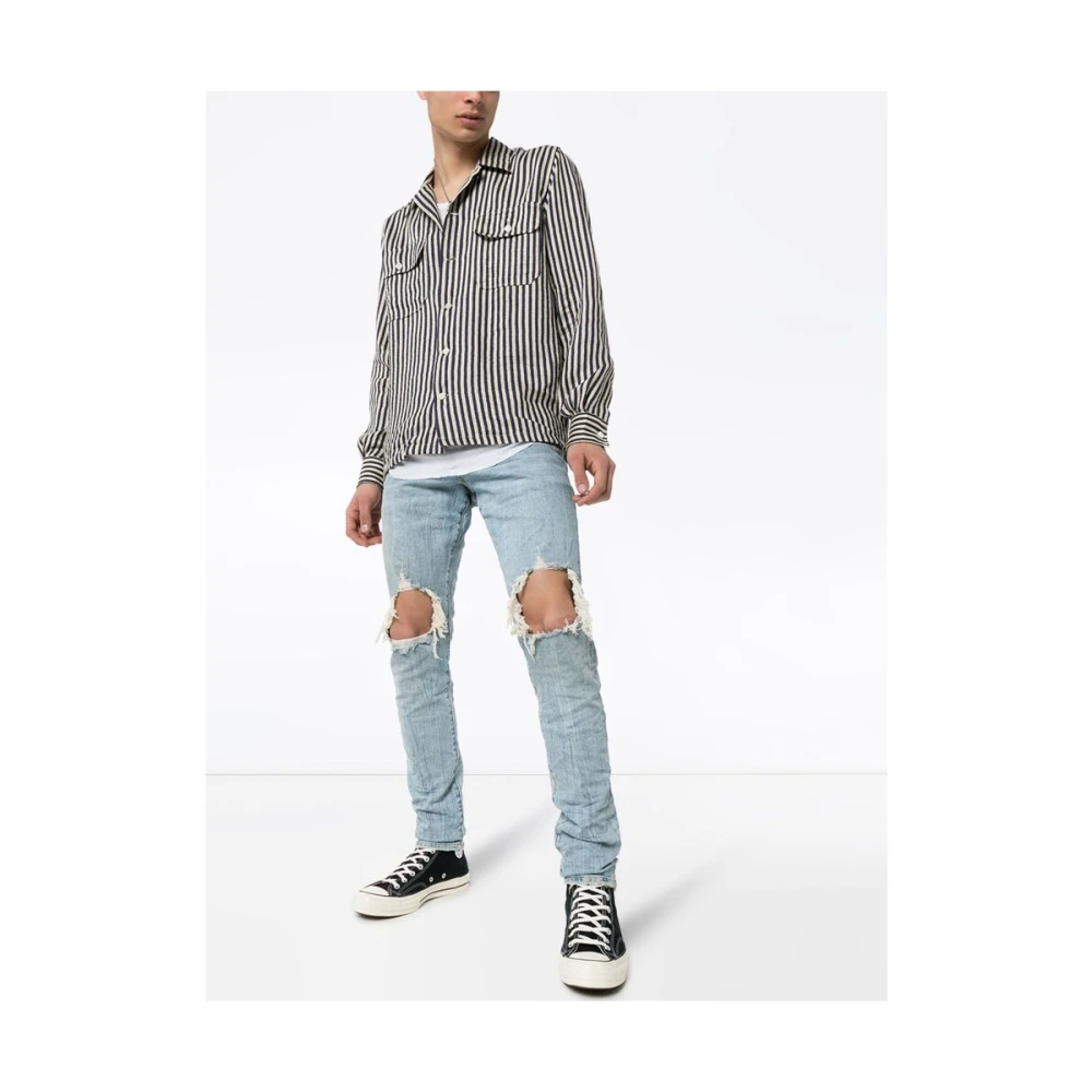 Purple Brand Slim Fit Distressed Jeans Blue Heren