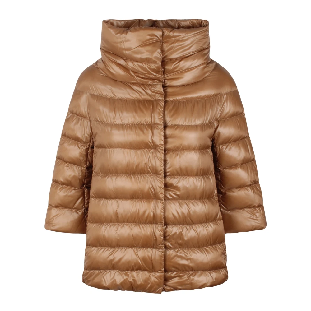 Herno Quilted Down Cape Jacket Fw24 Brown Dames