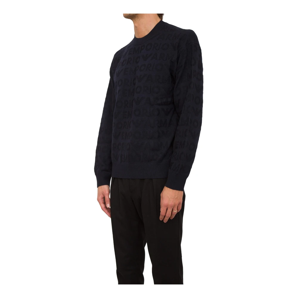 Emporio Armani Blauwe Pullover Sweater Stijlvolle Mode Blue Heren