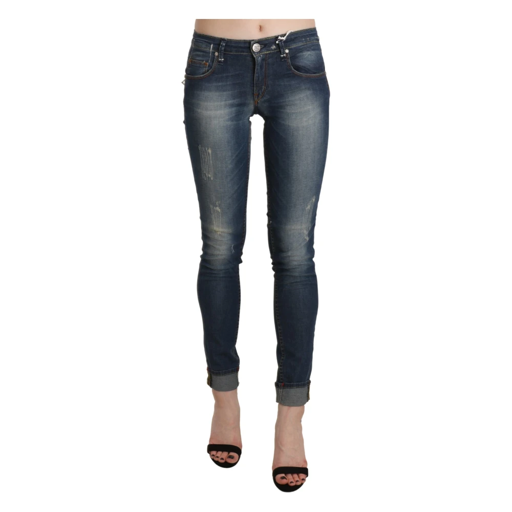 Acht Donna Blu Pantaloni Di Jeans Skinny Cropped A Vita Bassa