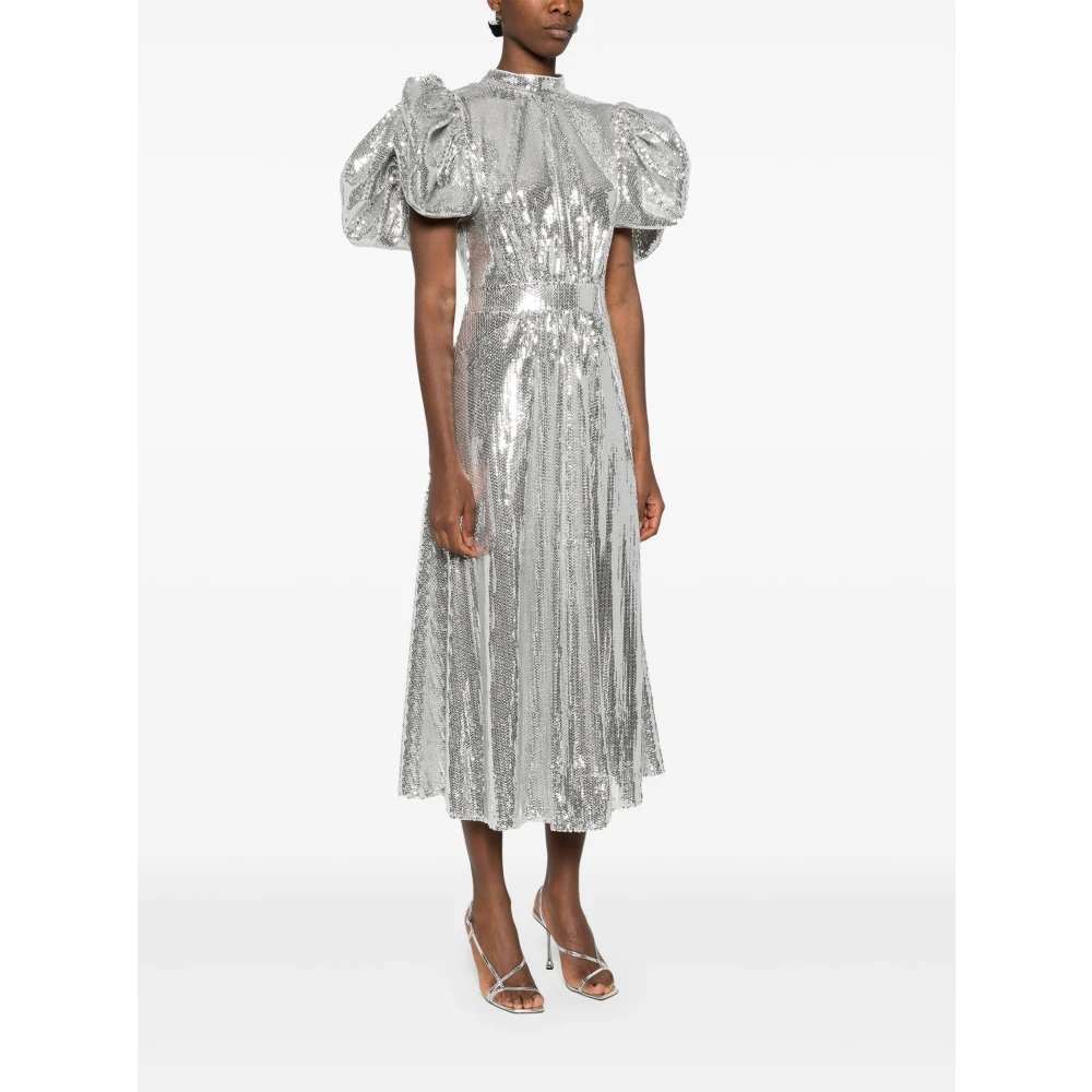 Rotate Birger Christensen Maxi-jurk met pailletten en pofmouwen Gray Dames