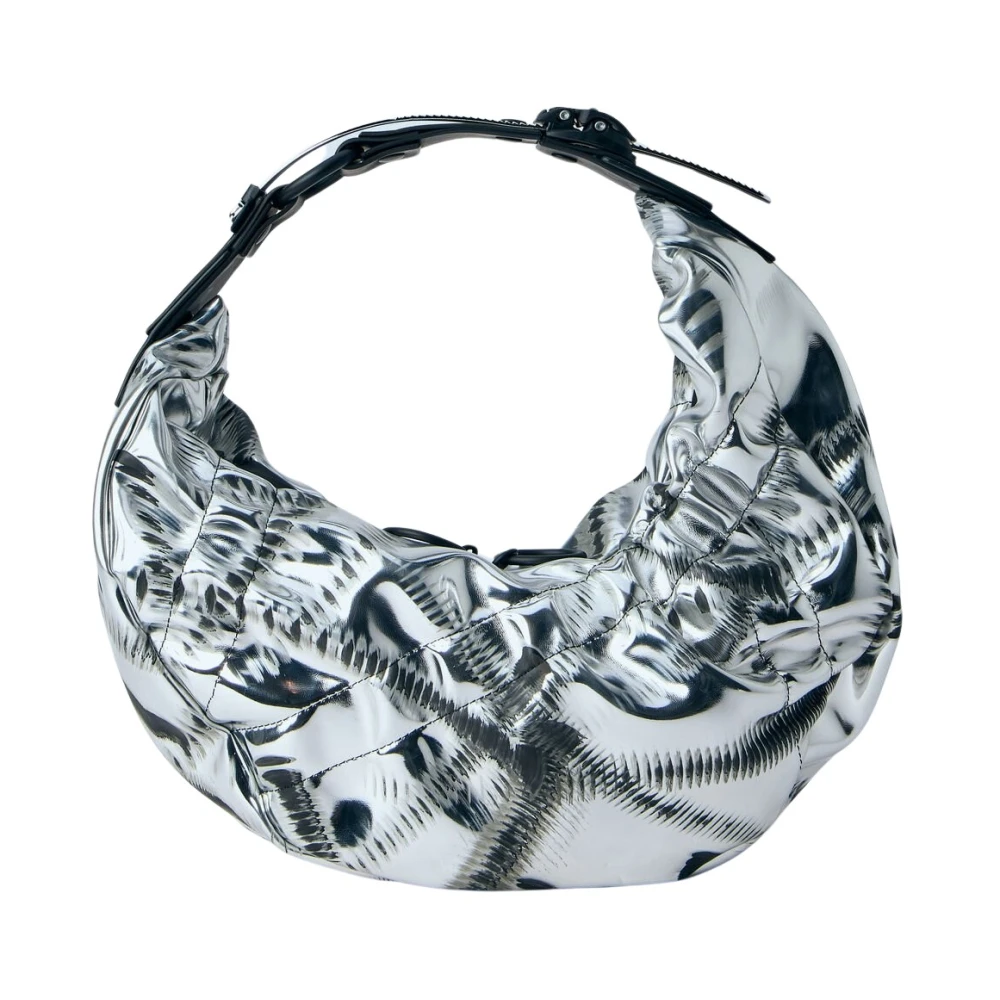 Innerraum Unisex Gray Shoulder Bags, One Size, Object Hm2 Small Crunch Half Moon Bag